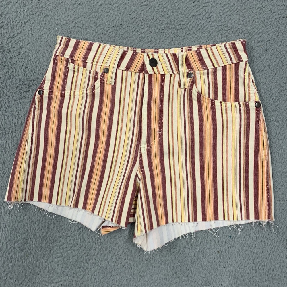 Wrangler Shorts Womens 27/ 3 Multicolor Striped High Rise Cowboy Cutoff Denim